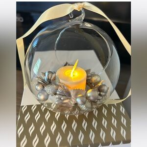 1 Luminara Flameless Berry Tea Light Candle Glass Ornaments gold w/ remote